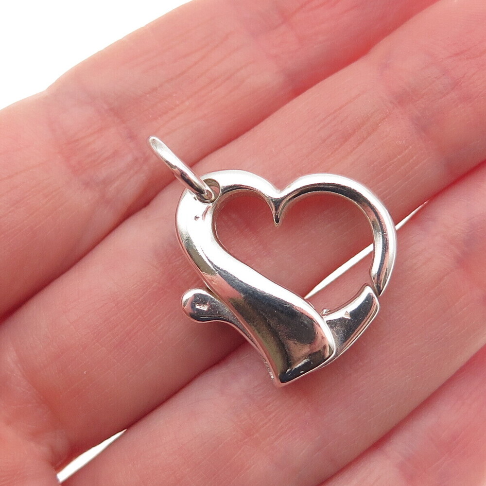 925 Sterling Silver Vintage Bracelet / Necklace Heart Lobster Lock Clasp
